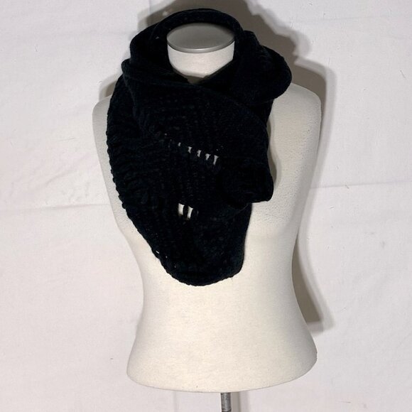 5/$25 Black Shredded Knit Infinity Scarf - Picture 7 of 8